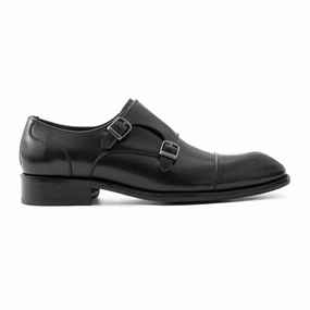 Loafers With Suit OURTHREE Stainly Double Monk Leather Loafers Men - BLK