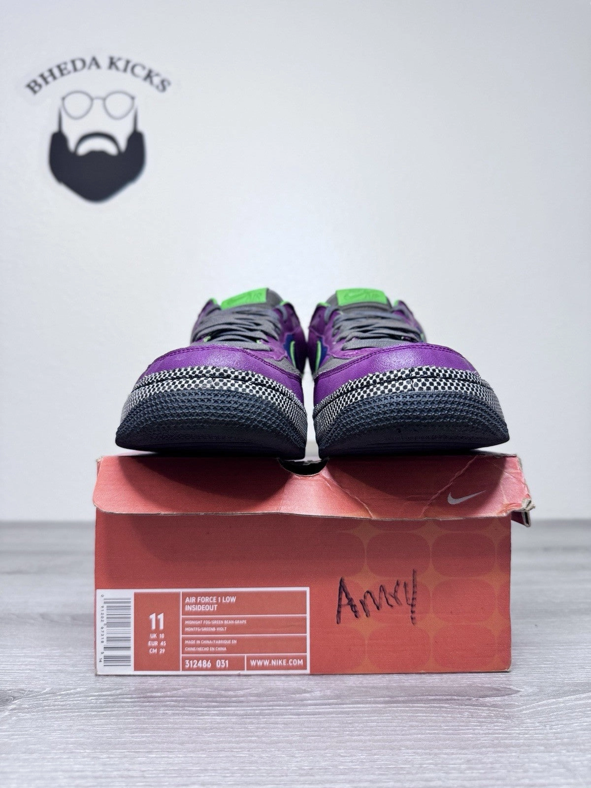 Size 11 - Nike Air Force 1 Low Insideout Purple 312486-031 Preowned Asics Aggressor Wrestling Shoes Review