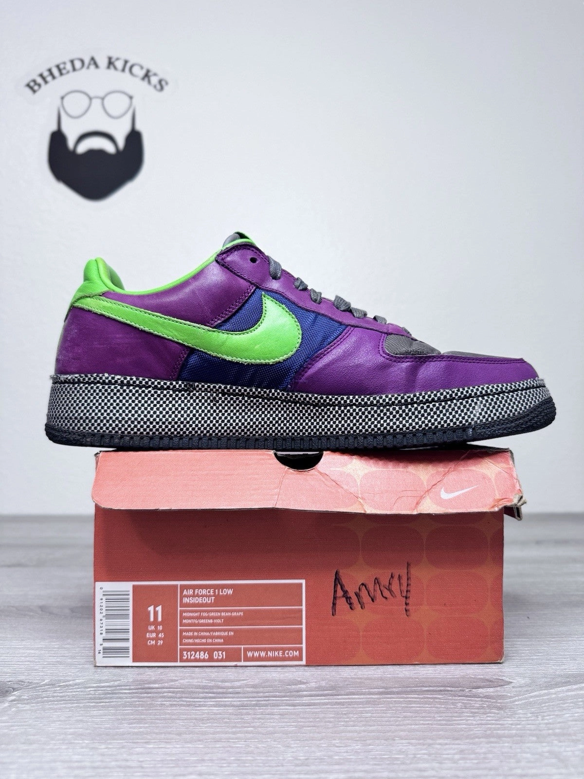 Size 11 - Nike Air Force 1 Low Insideout Purple 312486-031 Preowned Asics Gel Ace Tour Golf Shoe