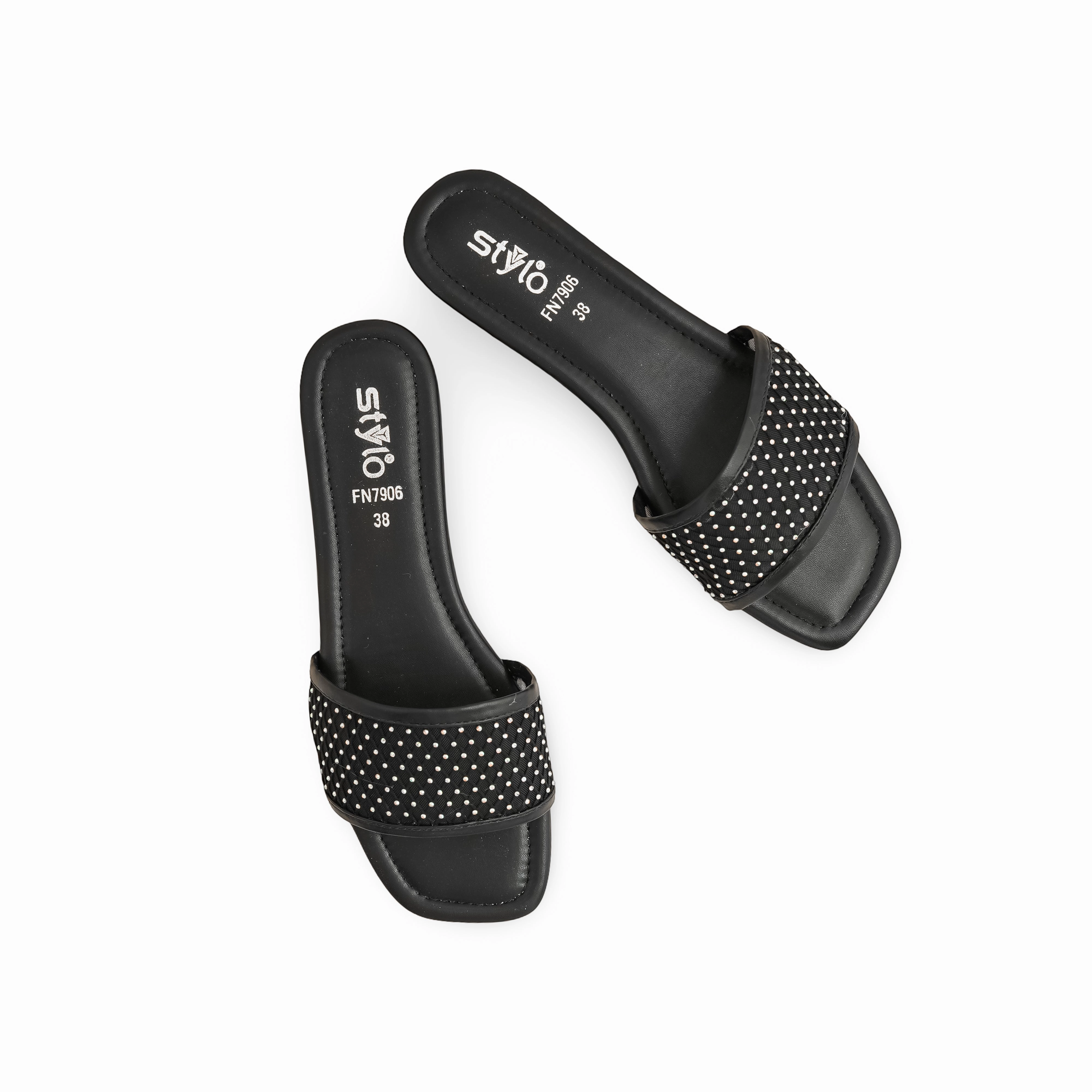 Black Fancy Slipper For Women FN7906 Best Bike Shoes