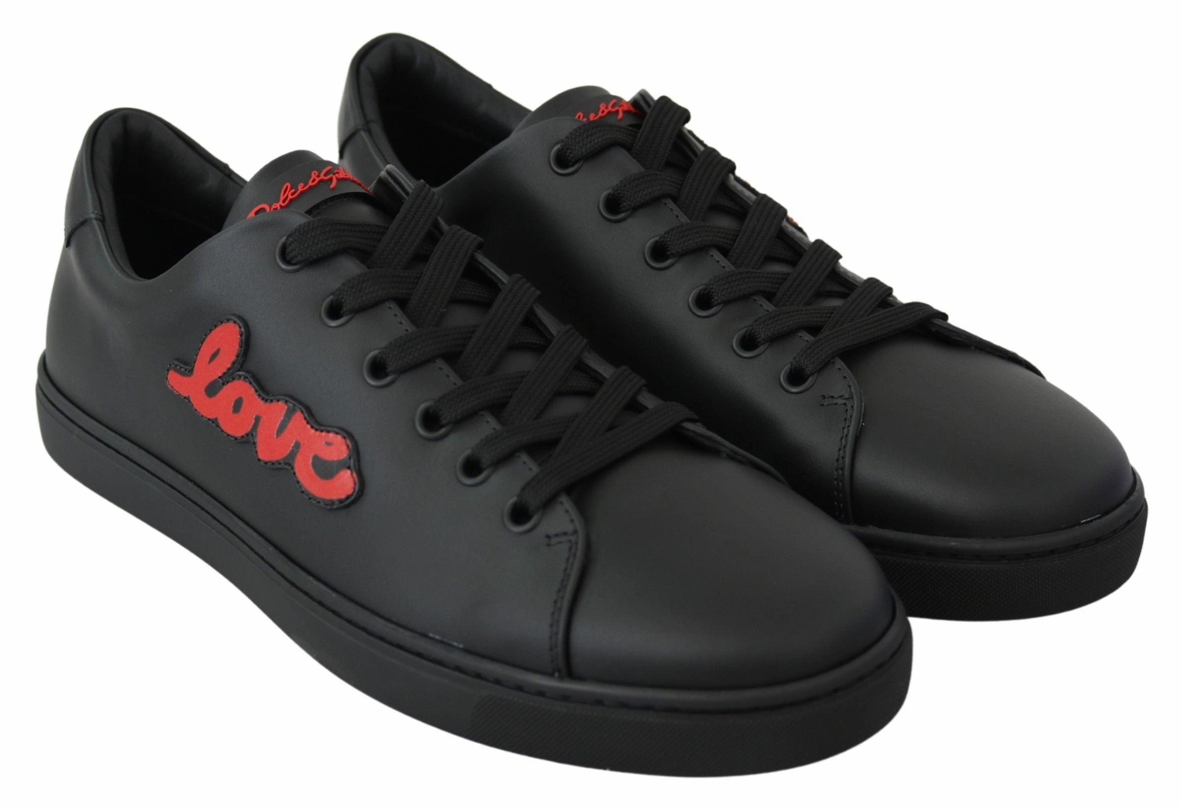 Black Leather Love Heart Sneakers Womens Shoes Curves Sneakers