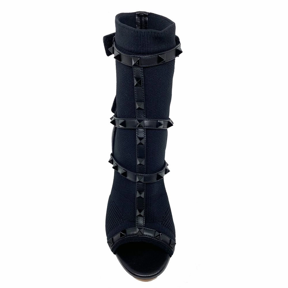 Jeans Sandals Valentino Garavani Black Leather Stiletto Heel Sandals