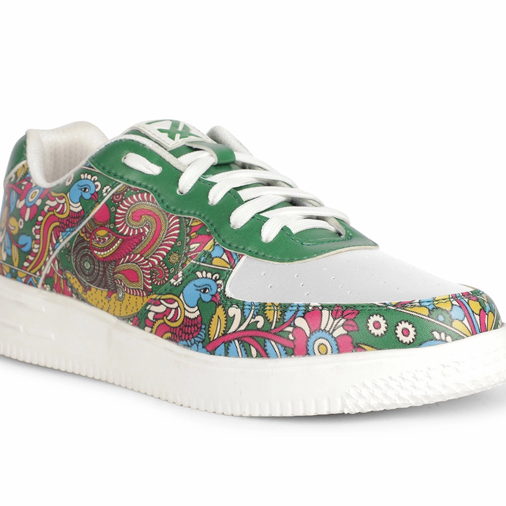Tory Sneakers Leap7x Lacing White Kalamkari Printed Casual Sneakers For Women MJH-L06 By Liberty