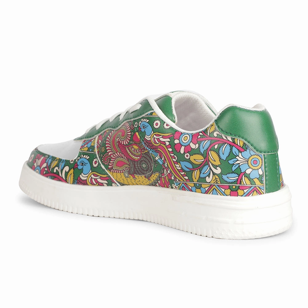 Sneakers Qc Leap7x Lacing White Kalamkari Printed Casual Sneakers For Women MJH-L06 By Liberty