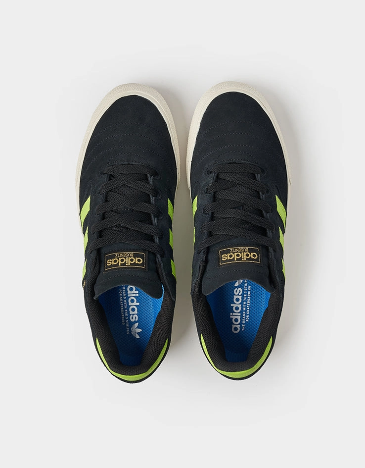 adidas Busenitz Vulc II Skate Shoes - Core Black/Solar Lime/Gold Metallic Adidas Floral Running Shoes