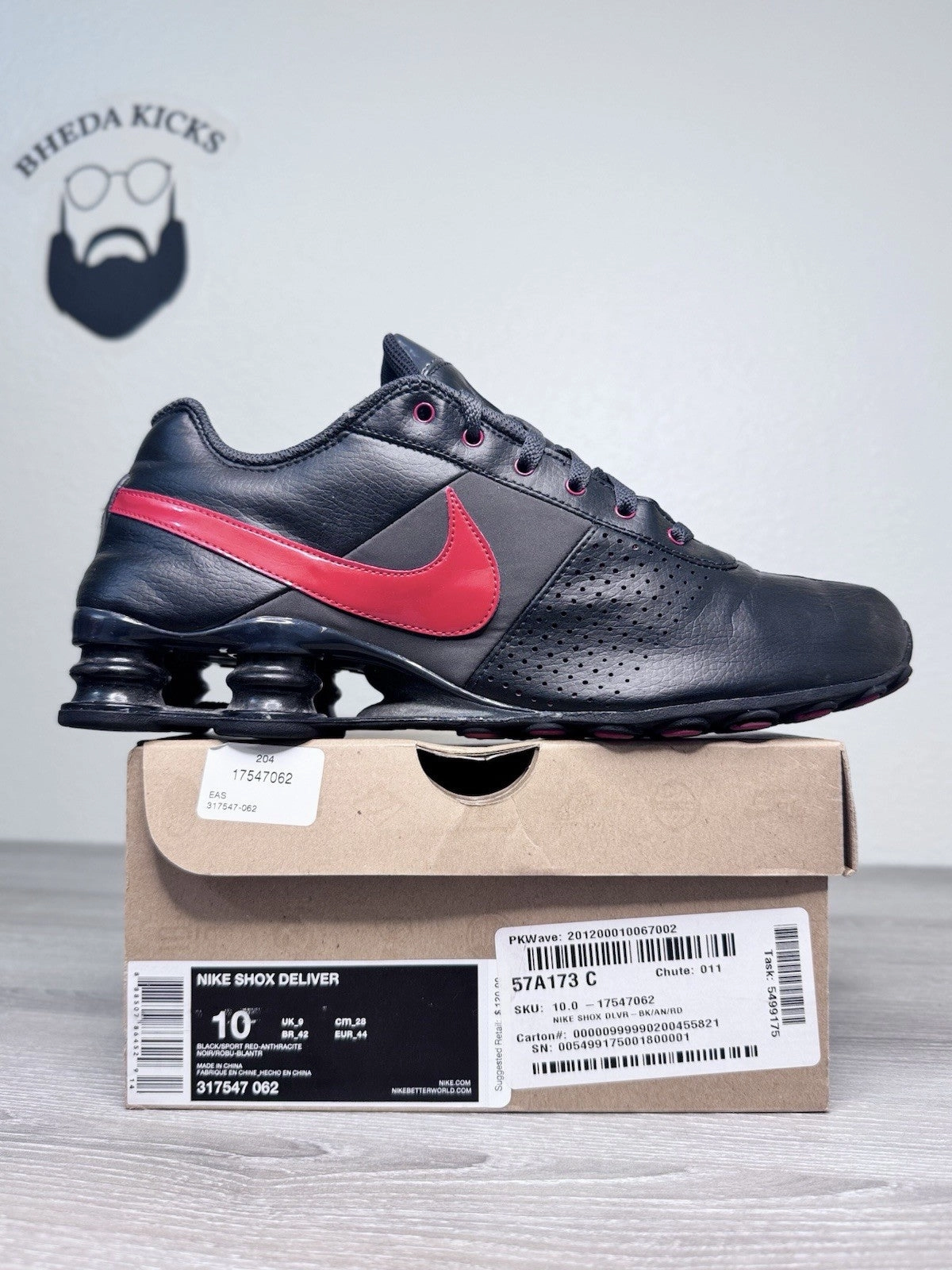 Size 10 - Nike Shox Deliver 317547-062 Mens Shoes Sneakers Black Red Amazon Prime Asics Running Shoes