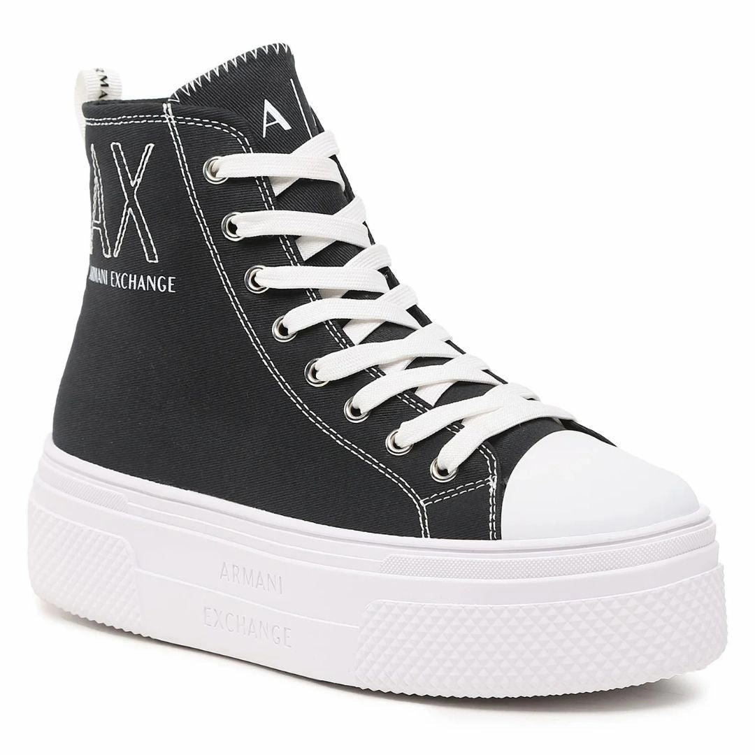 Teacher Sneakers ARMANI EXCHANGE Lace-Up Boots Womens XV695-BLK