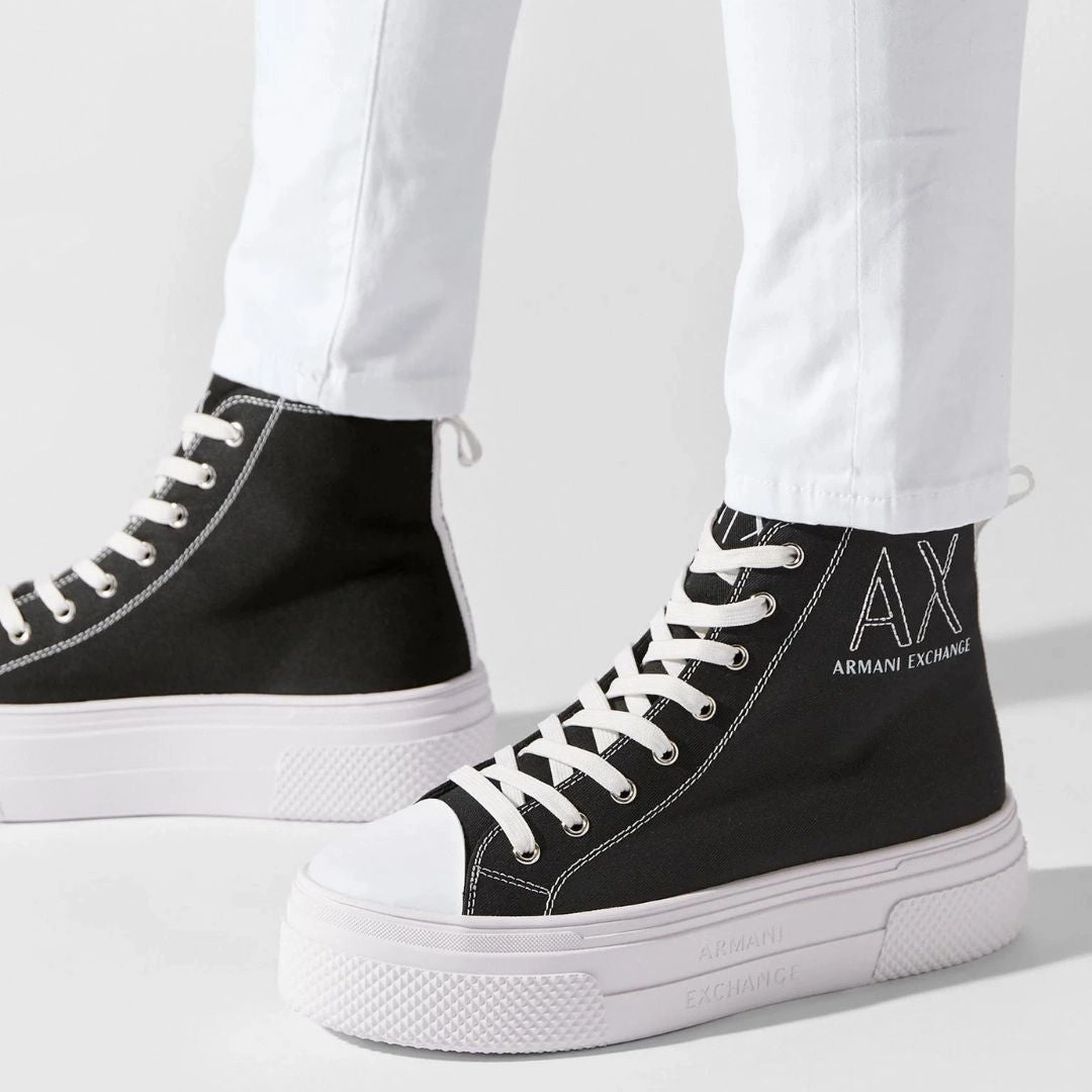 Coolway Goal Sneakers ARMANI EXCHANGE Lace-Up Boots Womens XV695-BLK