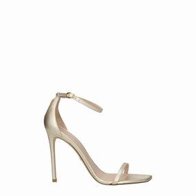 On The Go 600 Sandals Stuart Weitzman Gold Leather Stiletto Heel Sandals