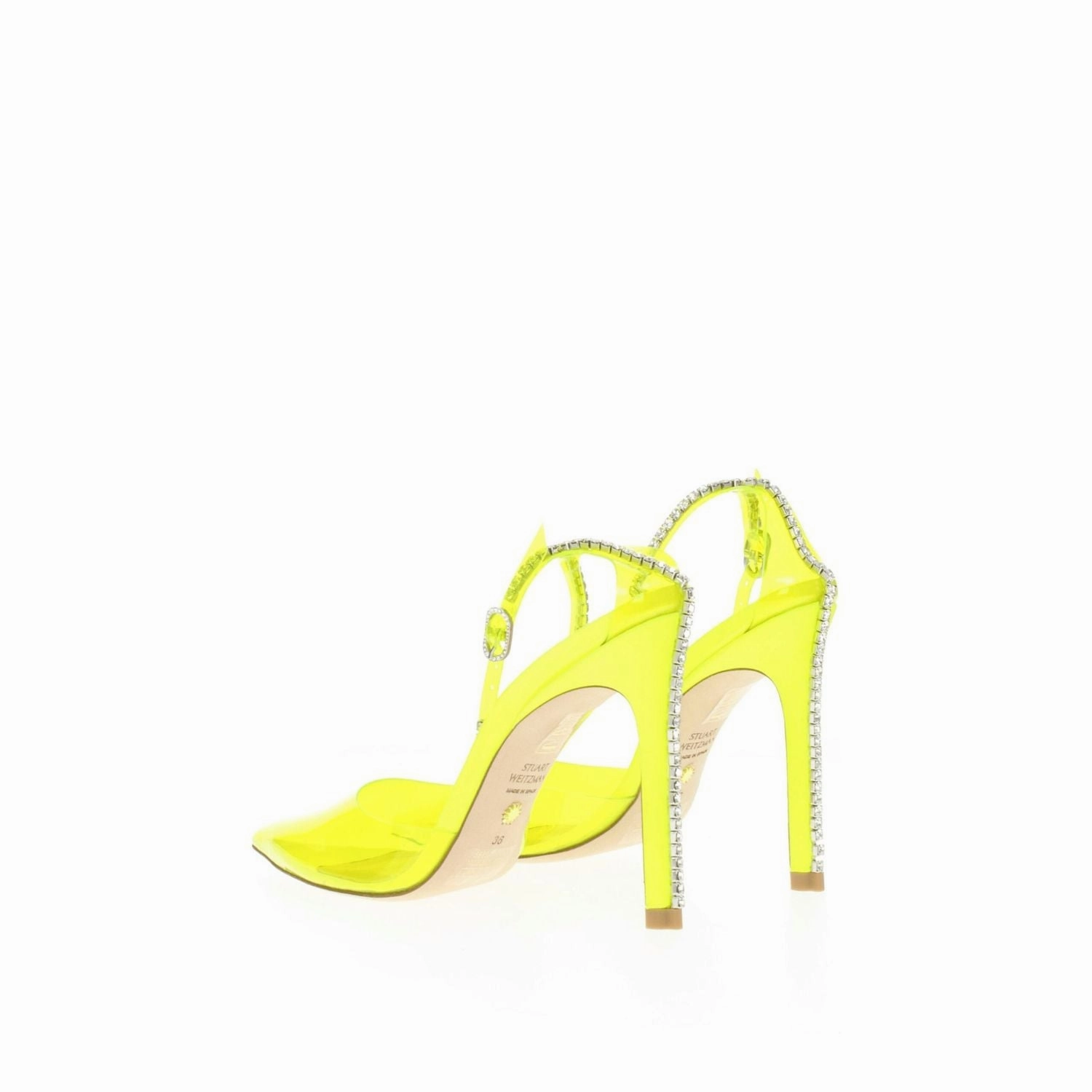Platform Denim Sandals Stuart Weitzman Yellow Pvc Stiletto Heel Sandals