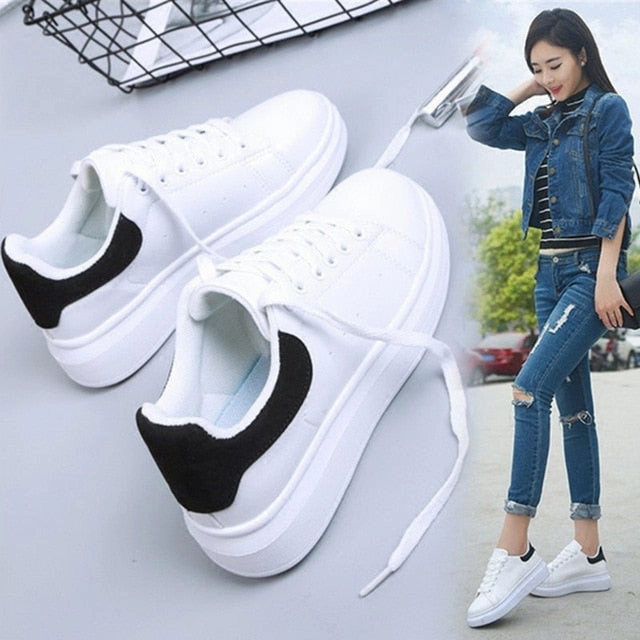 Women Shoes Fashion White Sneakers Chunky Vulcanize Shoes Female 2019 Spring Summer Casual Shoes Women Platform Tenis Feminino Paul Ultra-grip Casual Shoe