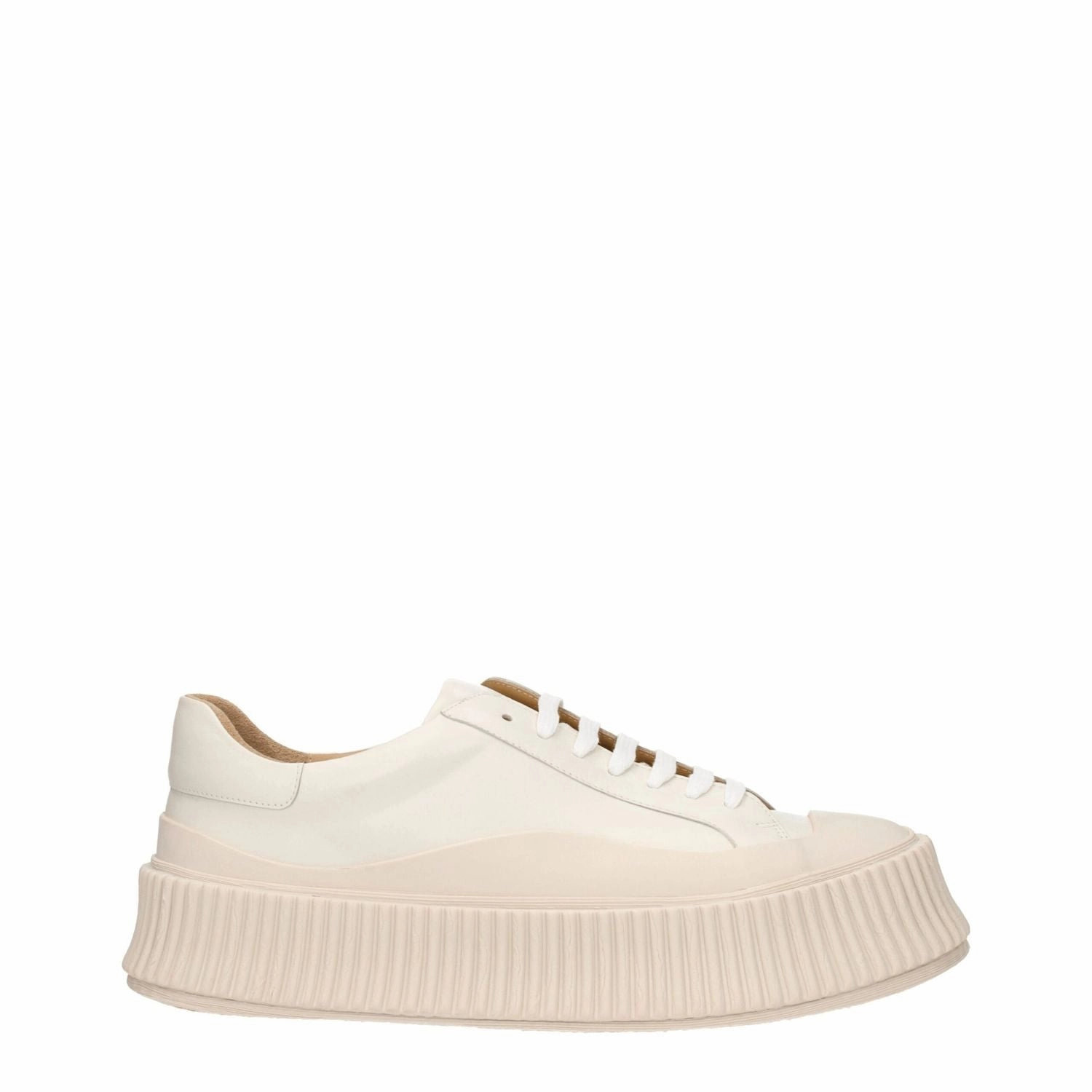 Jil Sander Beige Leather Platform Sneakers Newport Casual Shoes