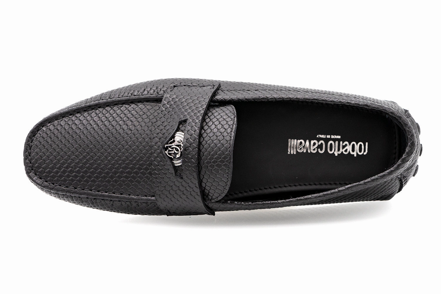 8933 Roberto Cavalli Loafers / Black Square Toe Penny Loafers