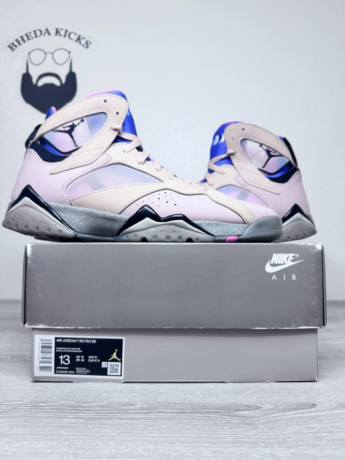 Asics Without Lace Shoes Size 13 - Nike Air Jordan 7 Retro SE Sapphire Mens DJ2636-204 Preowned