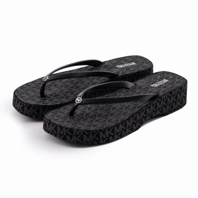 Michael Kors Lilo Wedge Flip Flop Women - BLK Bottom Of Slippers