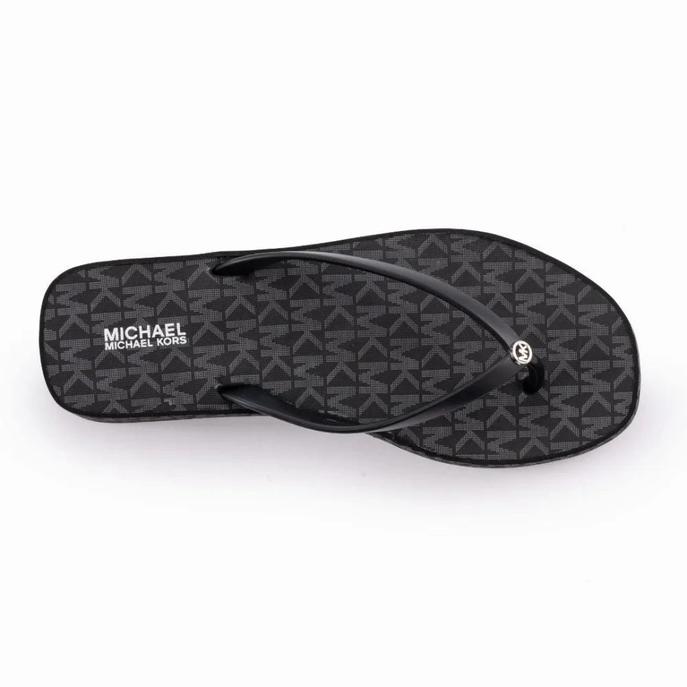 Michael Kors Lilo Wedge Flip Flop Women - BLK Knitted Slippers Felted Pattern