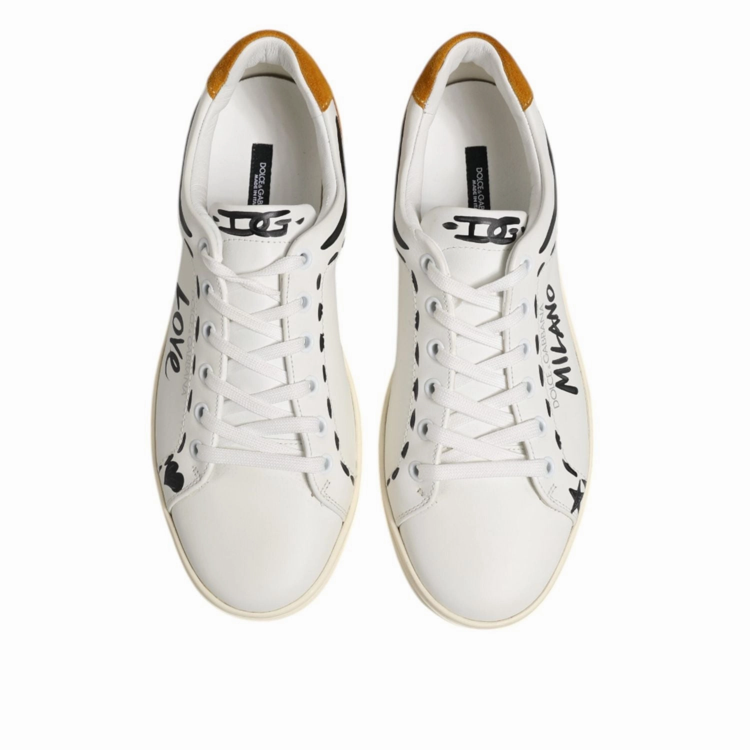 Comfortable Travel Sneakers Dolce & Gabbana White Leather MILANO Low Top Sneakers Shoes