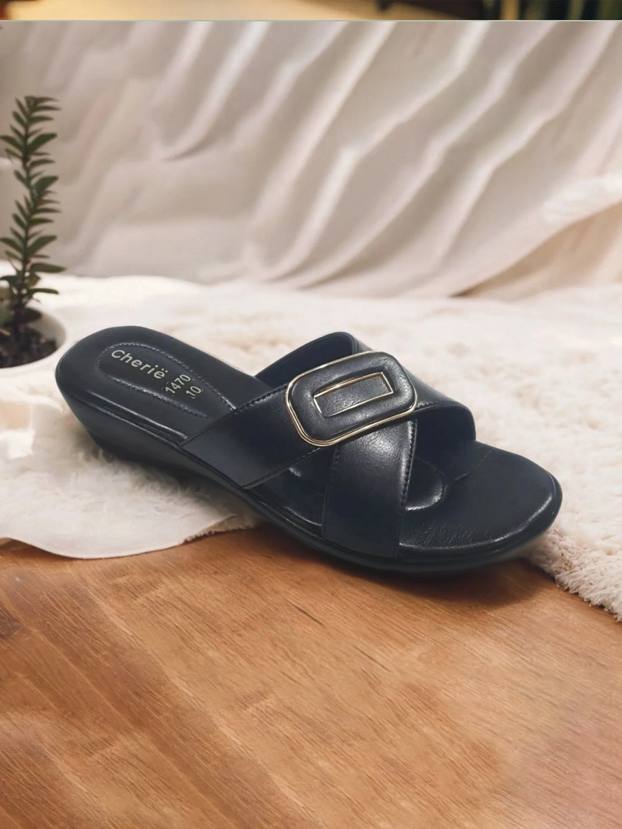 Black Casual Slippers For Women Glass Slippers