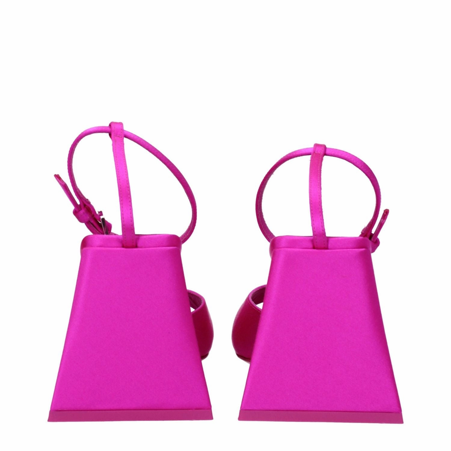 The Attico Pink Satin Stiletto Heel Sandals Crocs Wedge Sandals