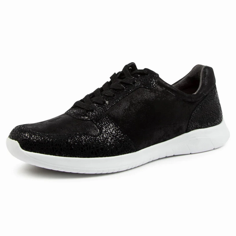 Ziera Fultons Black Speckle Leather Sneaker (Women's) 8053 5-eye Casual Shoe