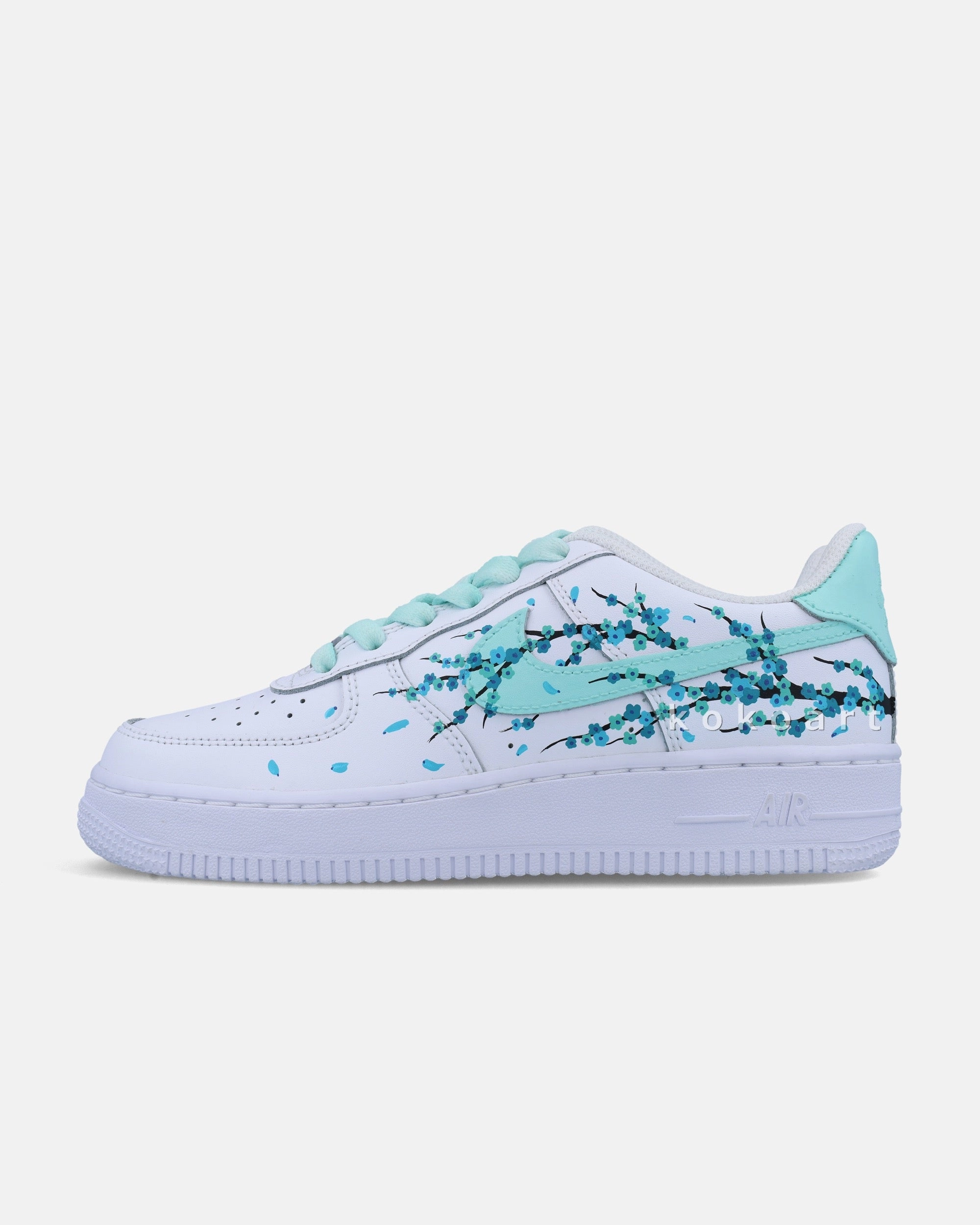 AF1 Pastel Teal Turquoise Cherry Blossom Hockey Asics Shoes