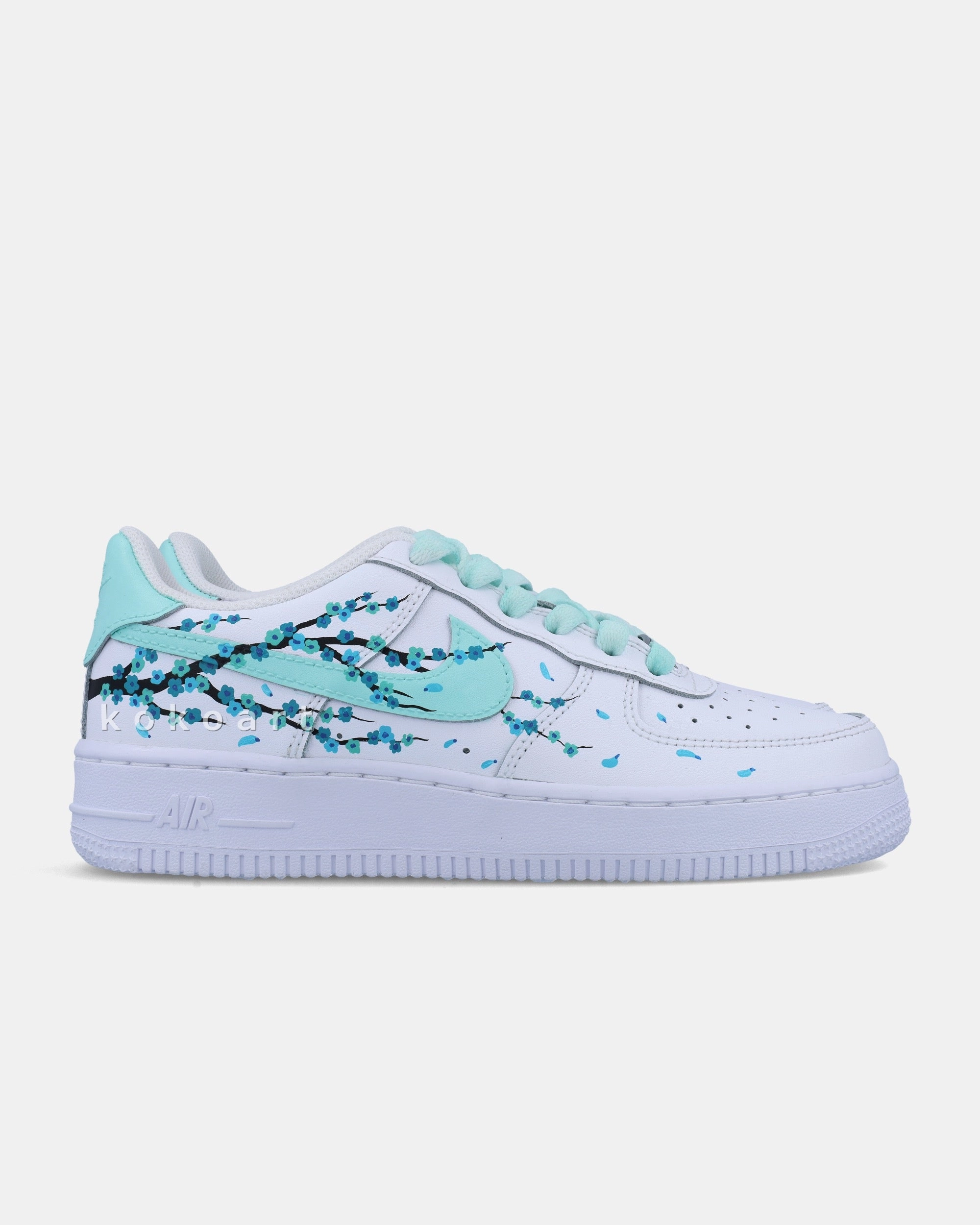 Asics Laceless Shoes AF1 Pastel Teal Turquoise Cherry Blossom