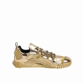 Sneakers Salesneakers Sale Dolce & Gabbana Gold Stretch Lace Up NS1 Sneakers Shoes