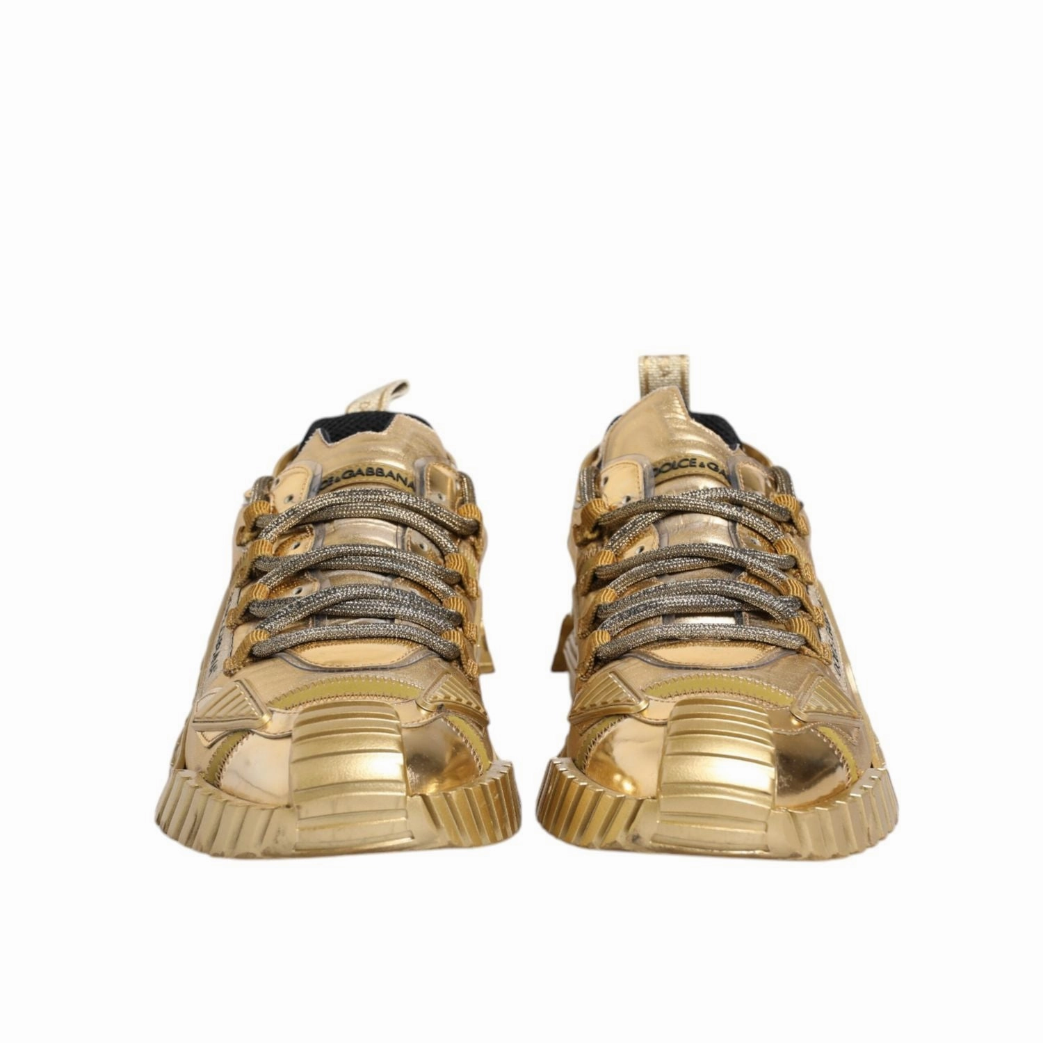Sneakers Curb Dolce & Gabbana Gold Stretch Lace Up NS1 Sneakers Shoes