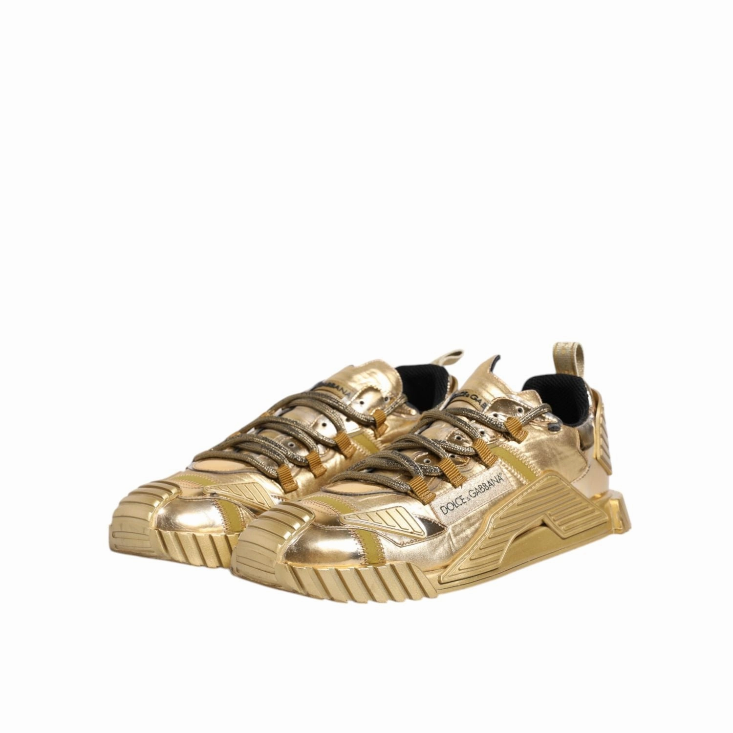 Rico Sneakers Dolce & Gabbana Gold Stretch Lace Up NS1 Sneakers Shoes