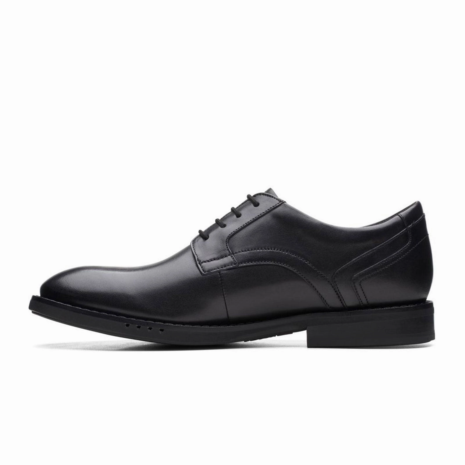 Clarks Un Hugh Lace Oxford (Men) - Black Leather Busienss Casual Shoes