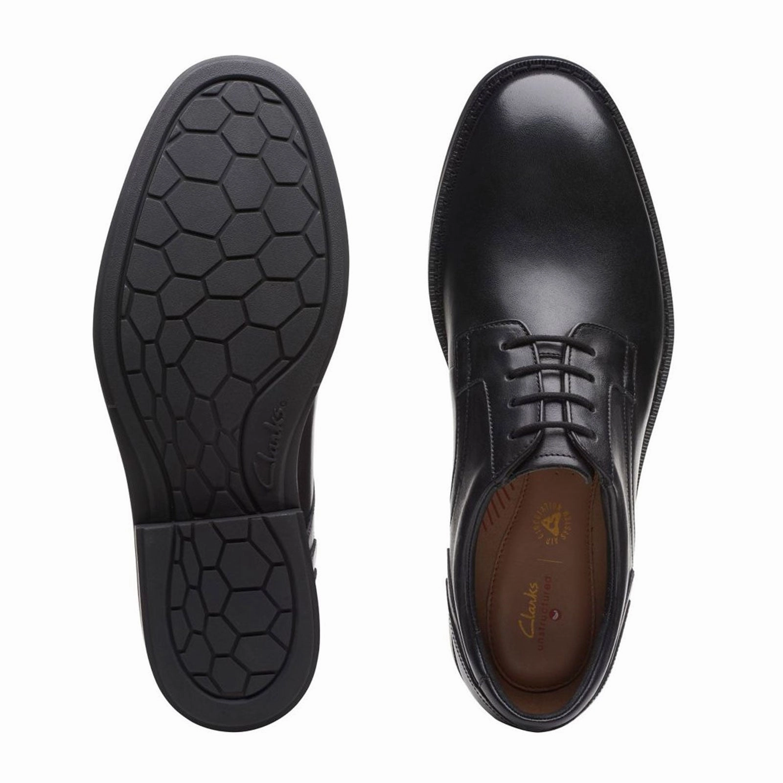 Clarks Un Hugh Lace Oxford (Men) - Black Leather Best Casual Shoes For Office