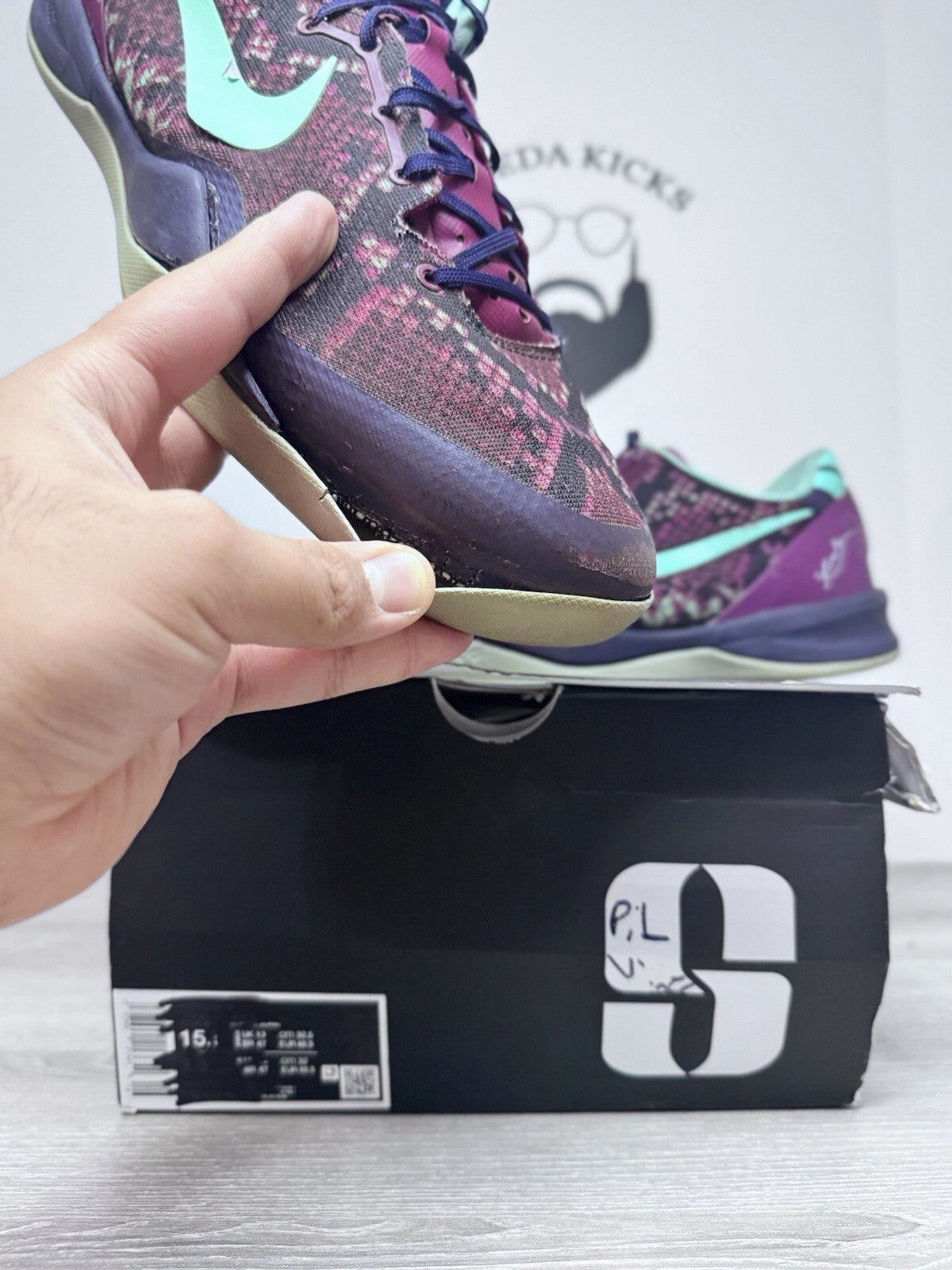 Asics Low Top Shoes Size 15 - Nike Kobe 8 System Pit Viper 2013 (555035-502) Preowned Authentic