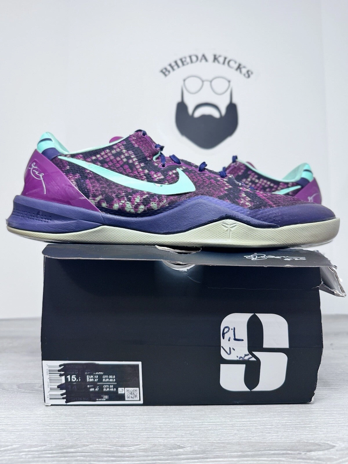 Size 15 - Nike Kobe 8 System Pit Viper 2013 (555035-502) Preowned Authentic Asics Hiit Training Shoes