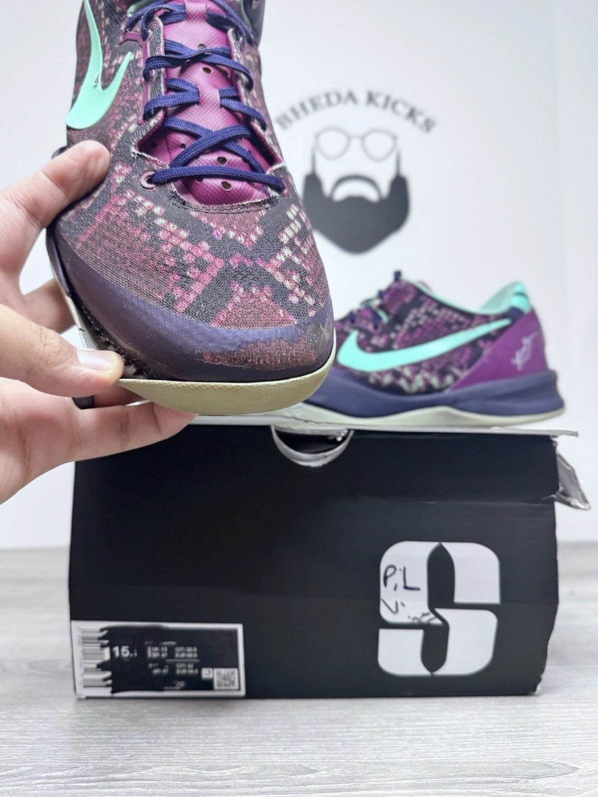 Asics America Shoes Size 15 - Nike Kobe 8 System Pit Viper 2013 (555035-502) Preowned Authentic