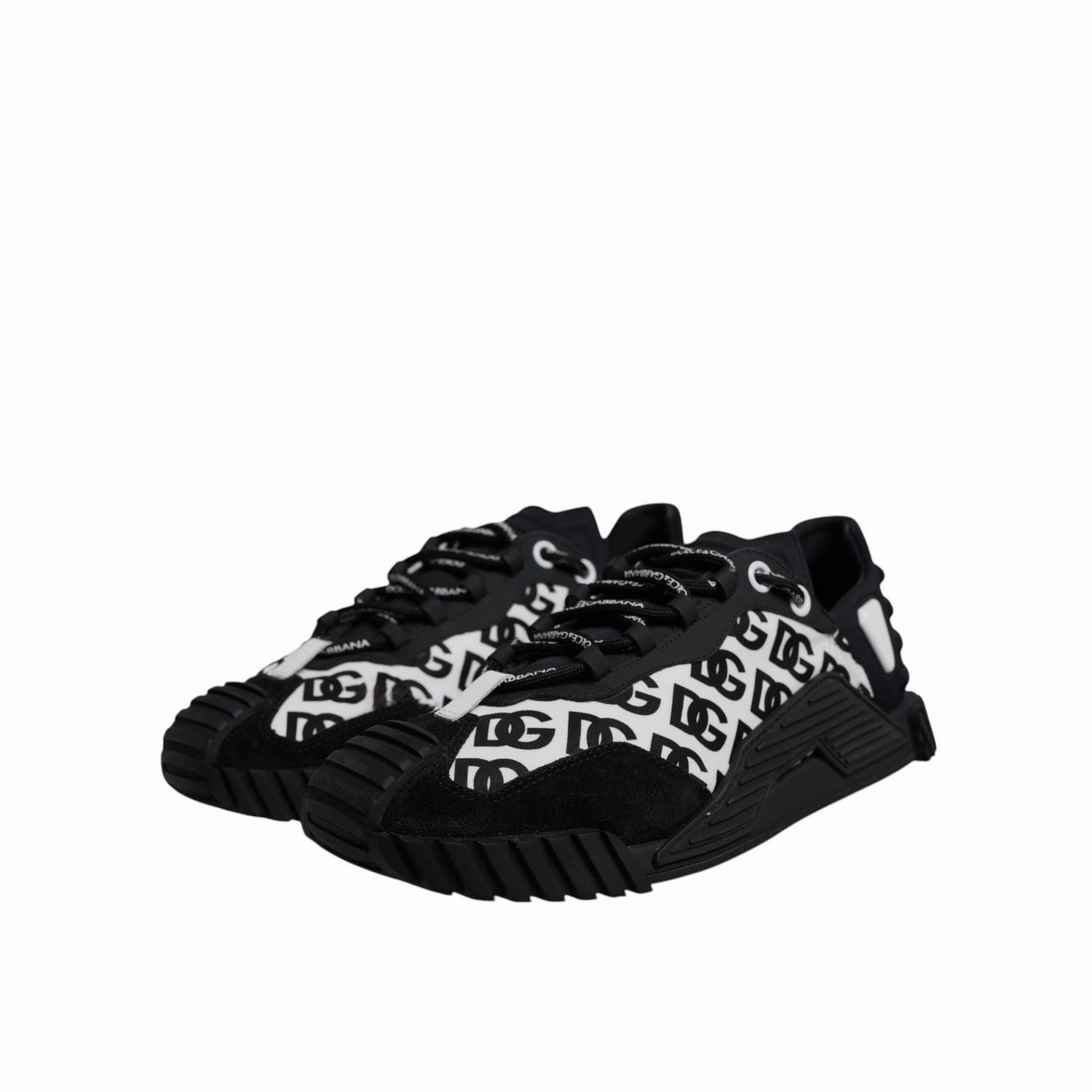 Dolce & Gabbana Black Logo Lace Up Low Top NS1 Sneakers Shoes Sneakers Wide Width