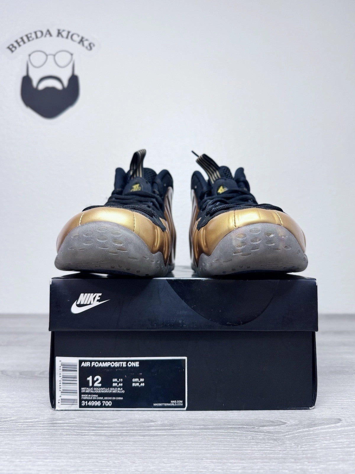 Tiger Asics Running Shoes Size 12 - Nike Air Foamposite One Metallic Gold Sneakers 314996-700 Preowned