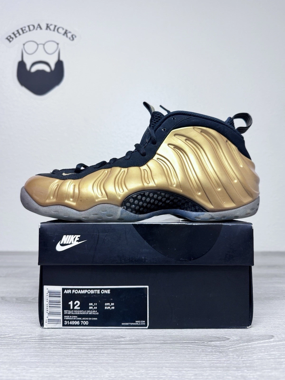 Size 12 - Nike Air Foamposite One Metallic Gold Sneakers 314996-700 Preowned Best Asics Budget Running Shoes