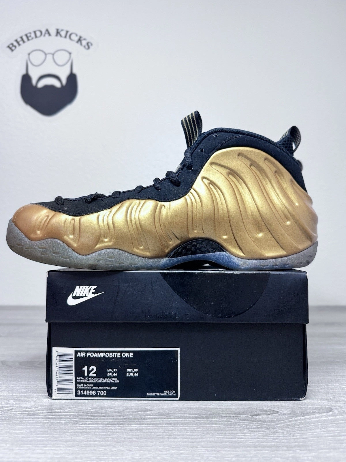 Size 12 - Nike Air Foamposite One Metallic Gold Sneakers 314996-700 Preowned Asics Latest Shoes