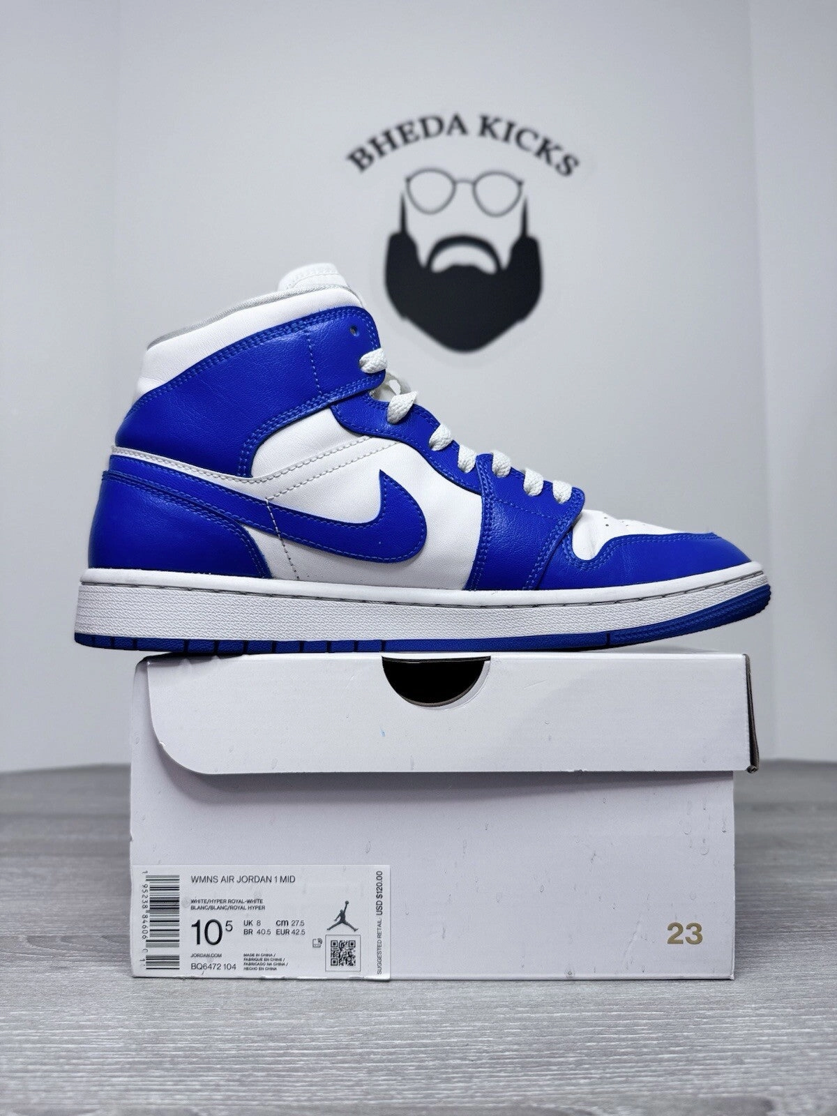 Size 10.5W (9 Mens) - Nike Air Jordan 1 Mid Kentucky Blue BQ6472-104 Preowned Asics Gel Cumulus 19 Running Shoes T7b8n