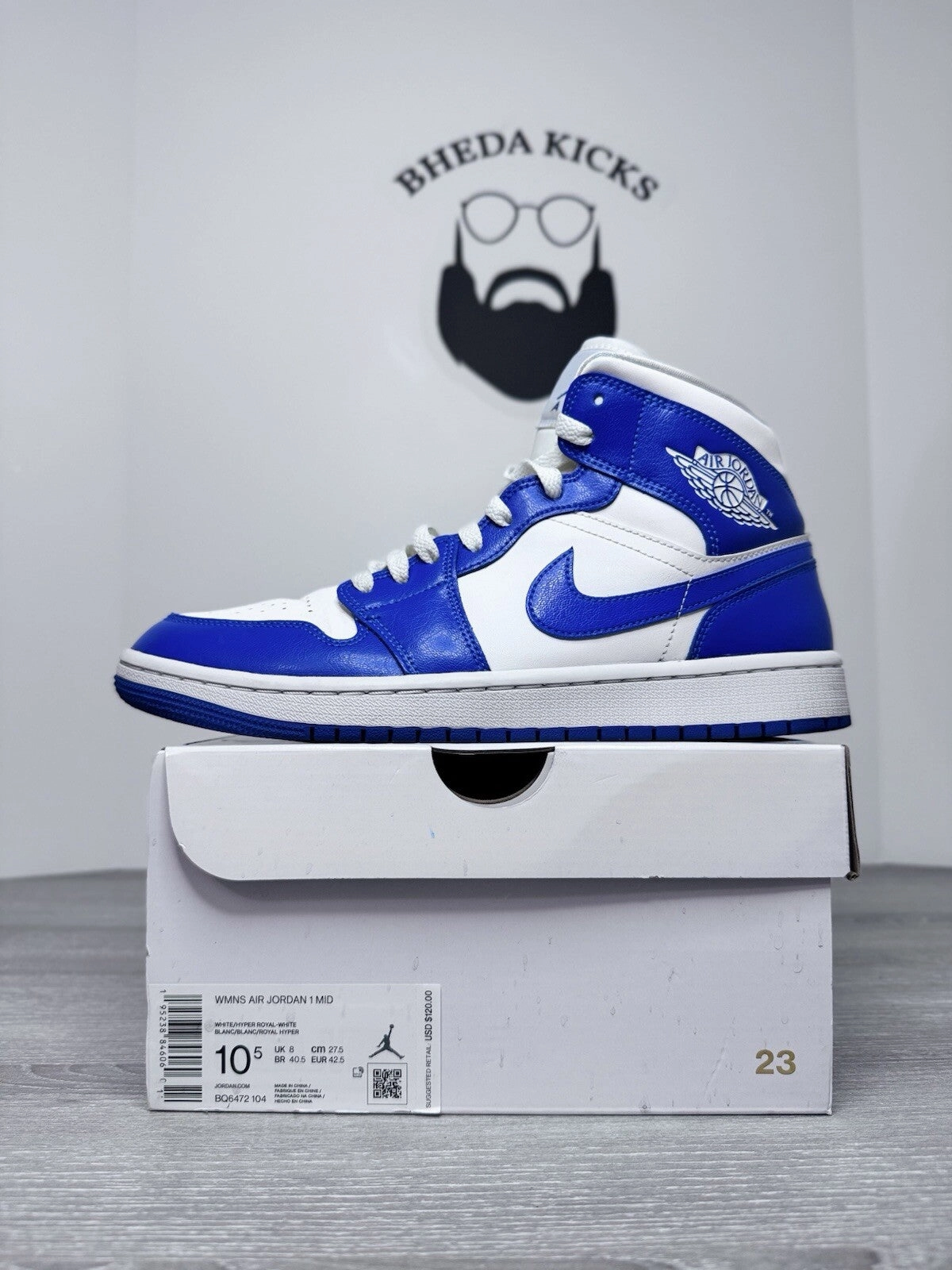 Size 10.5W (9 Mens) - Nike Air Jordan 1 Mid Kentucky Blue BQ6472-104 Preowned Asics Everyday Shoes