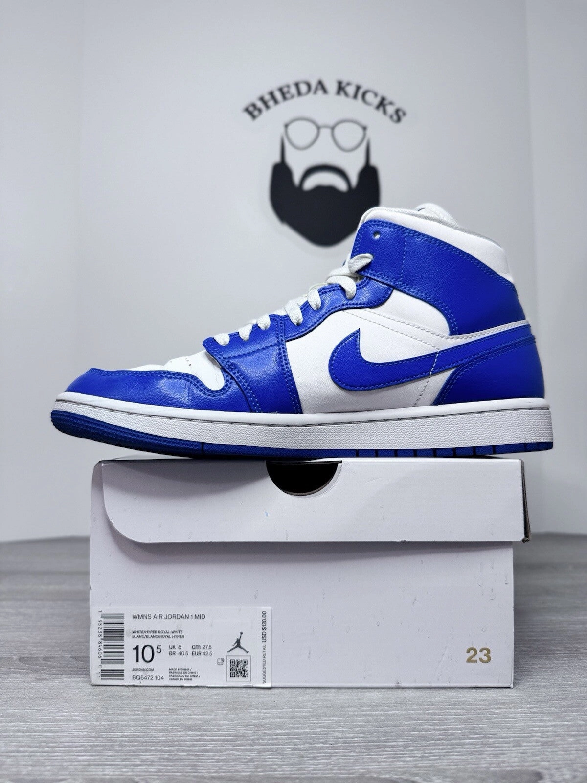 Size 10.5W (9 Mens) - Nike Air Jordan 1 Mid Kentucky Blue BQ6472-104 Preowned Asics Shoes Novablast