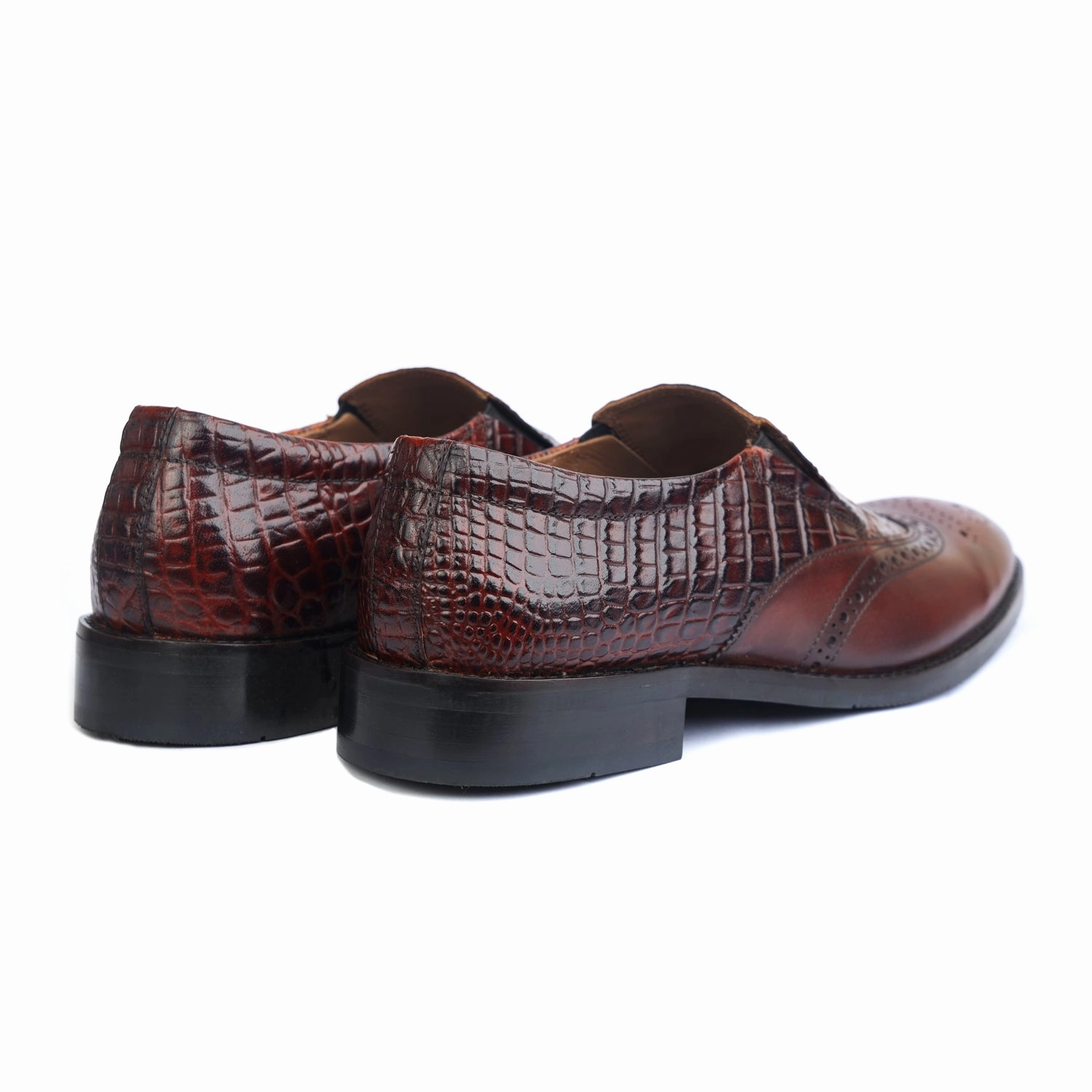 Traveler Penny Loafers Brown Crocodile Loafers