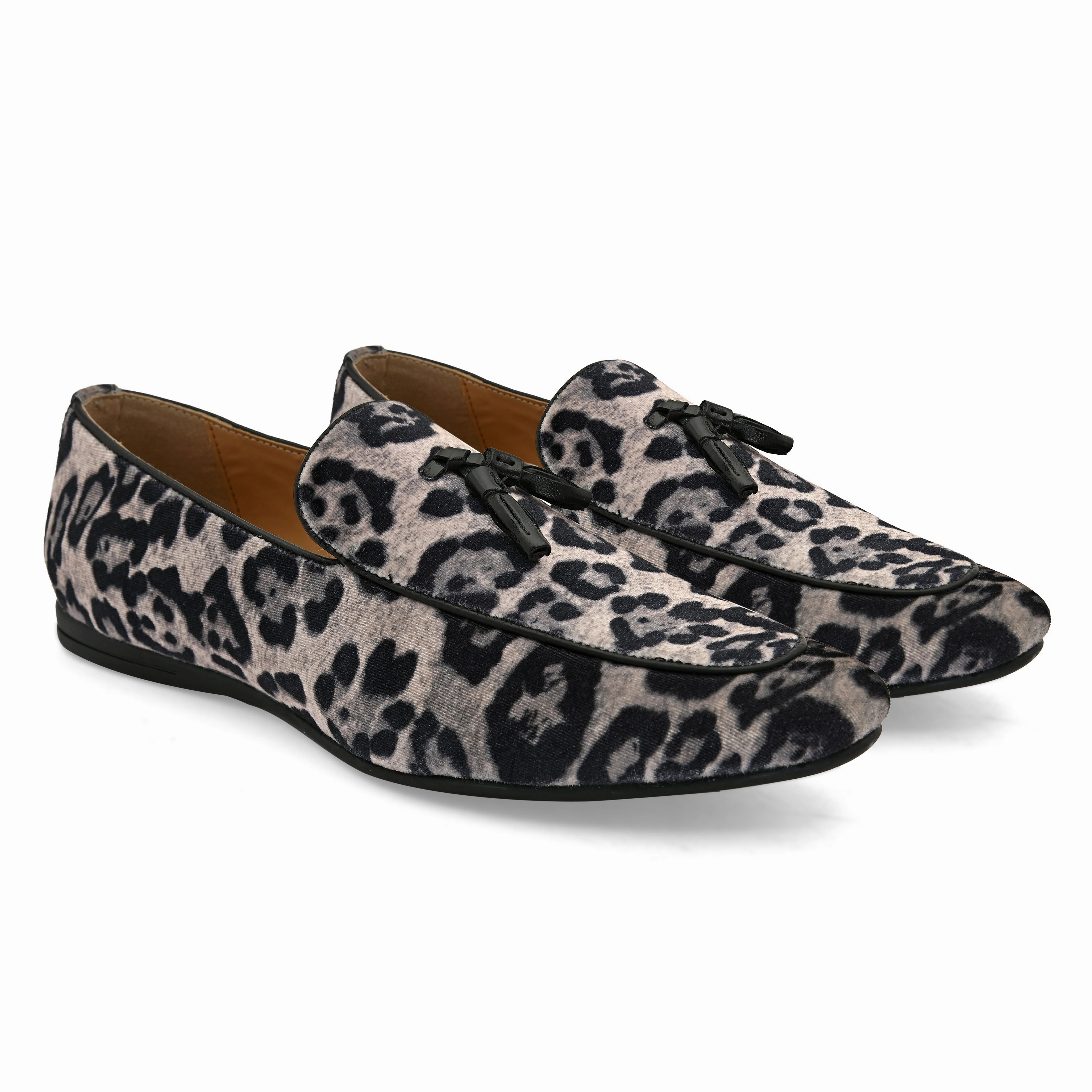 Cheetah Black Tassel Loafers Horsebit Platform Loafers