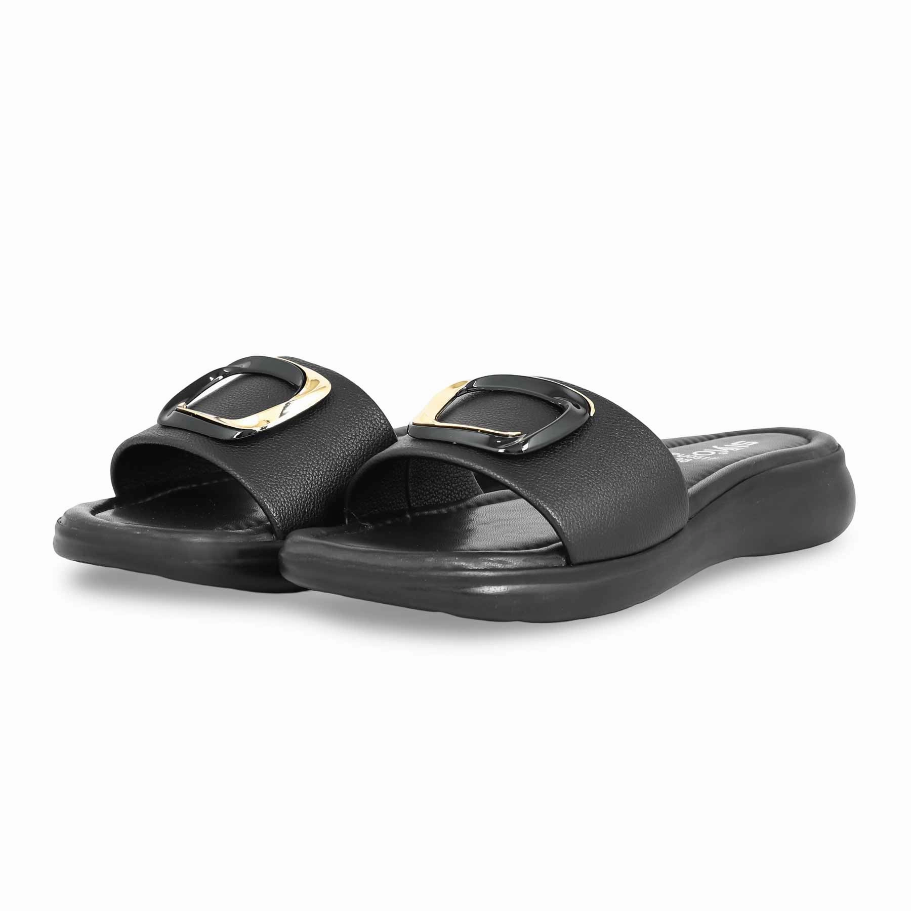Slppers Fur Black Formal Slipper PU0517