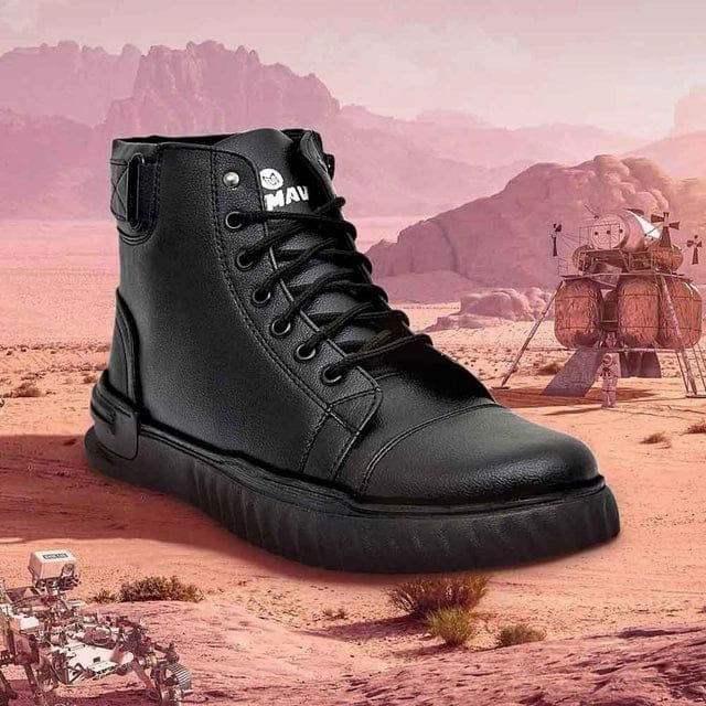 Men's Korean Style High Top Casual Shoes For Men (Black) Casual Loafers