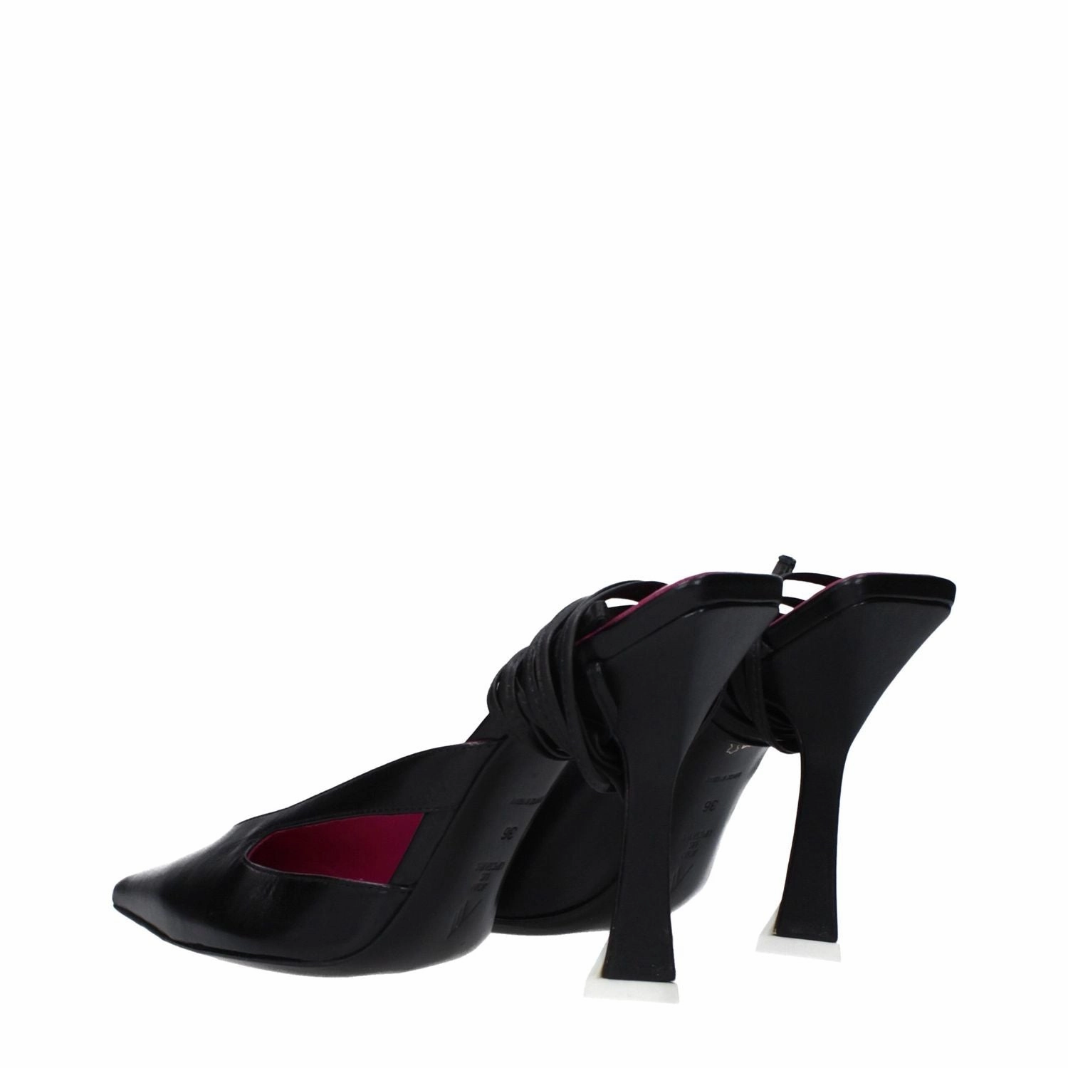 Sandals Cover Toes The Attico Black Leather Stiletto Heel Sandals