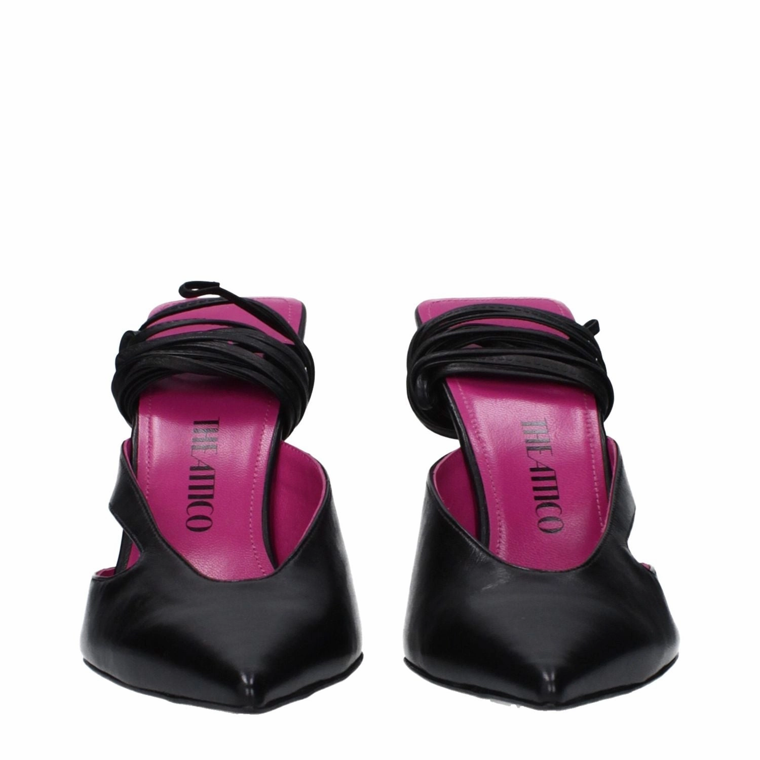 The Attico Black Leather Stiletto Heel Sandals Sandals Thomas Islands