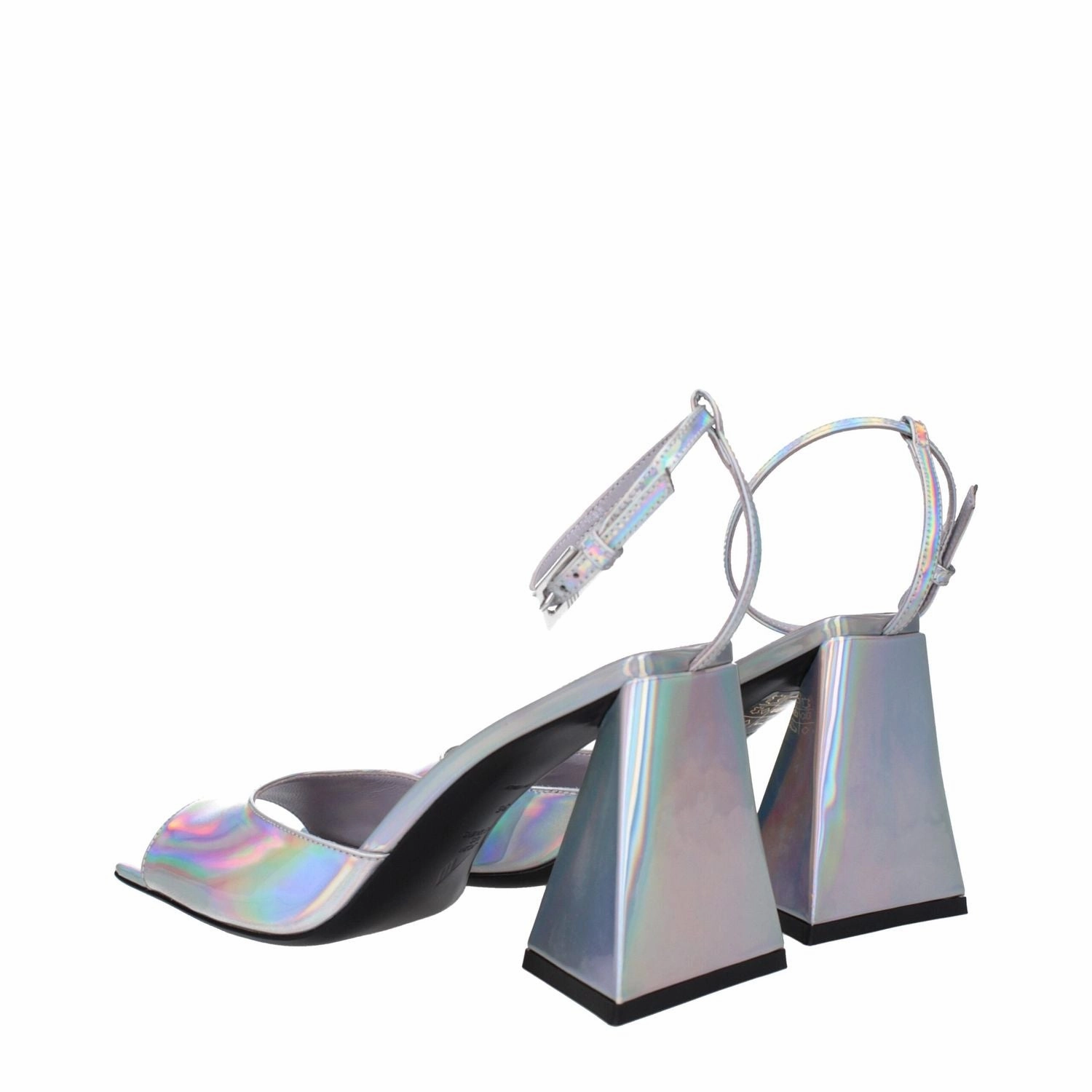 The Attico Gray Leather Platform Sandals Wedges Shoes Sandals