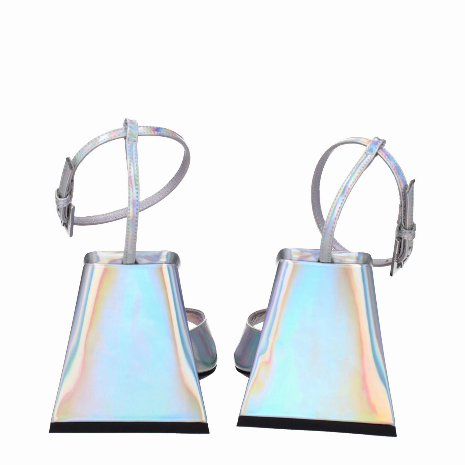 The Attico Gray Leather Platform Sandals Macrame Sandals