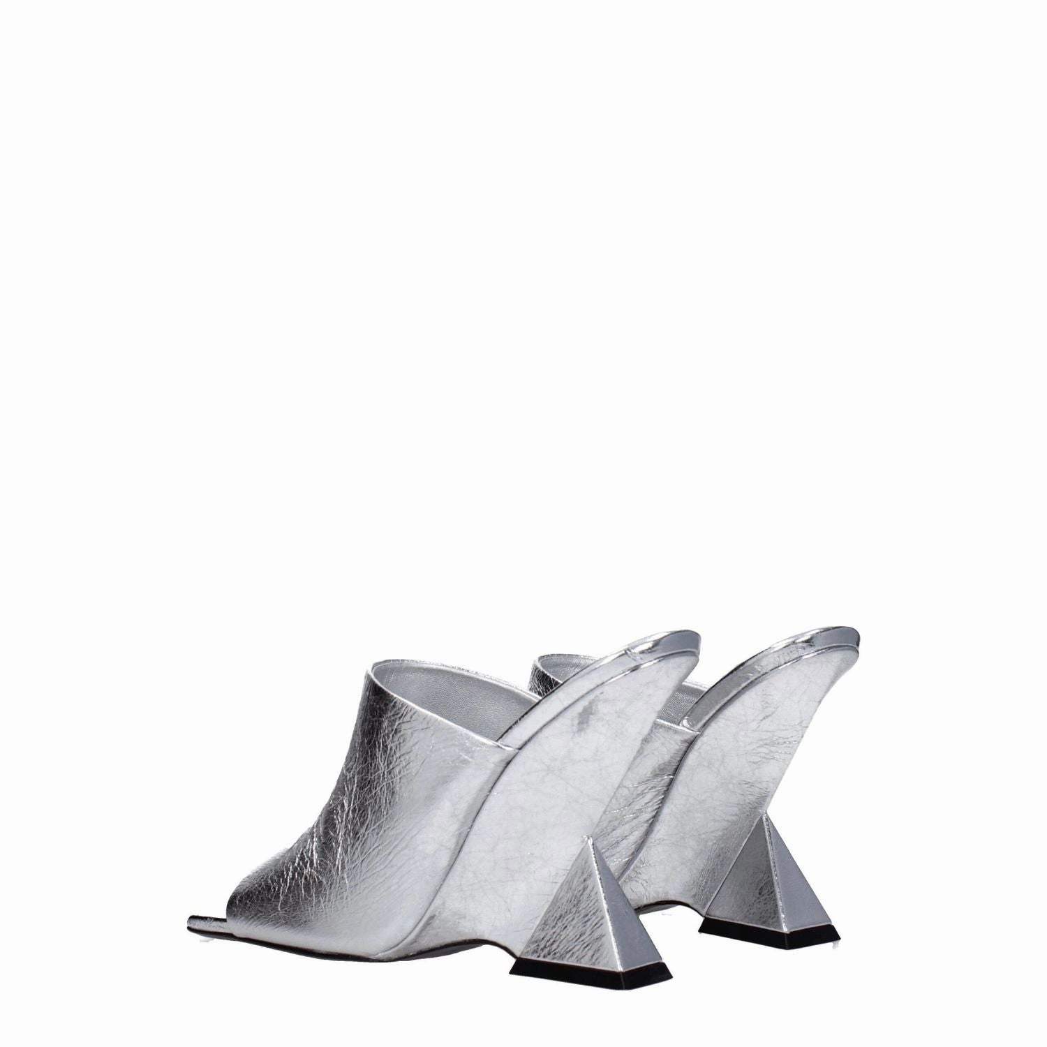 The Attico Gray Leather Platform Sandals Gator Sandals